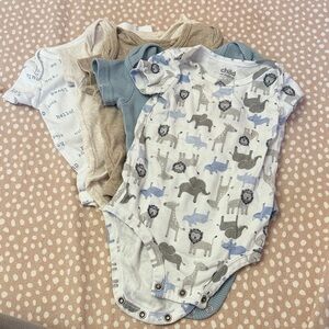 BUNDLE of 5 Animal Print Bodysuit Set - Blue, Gray, Tan